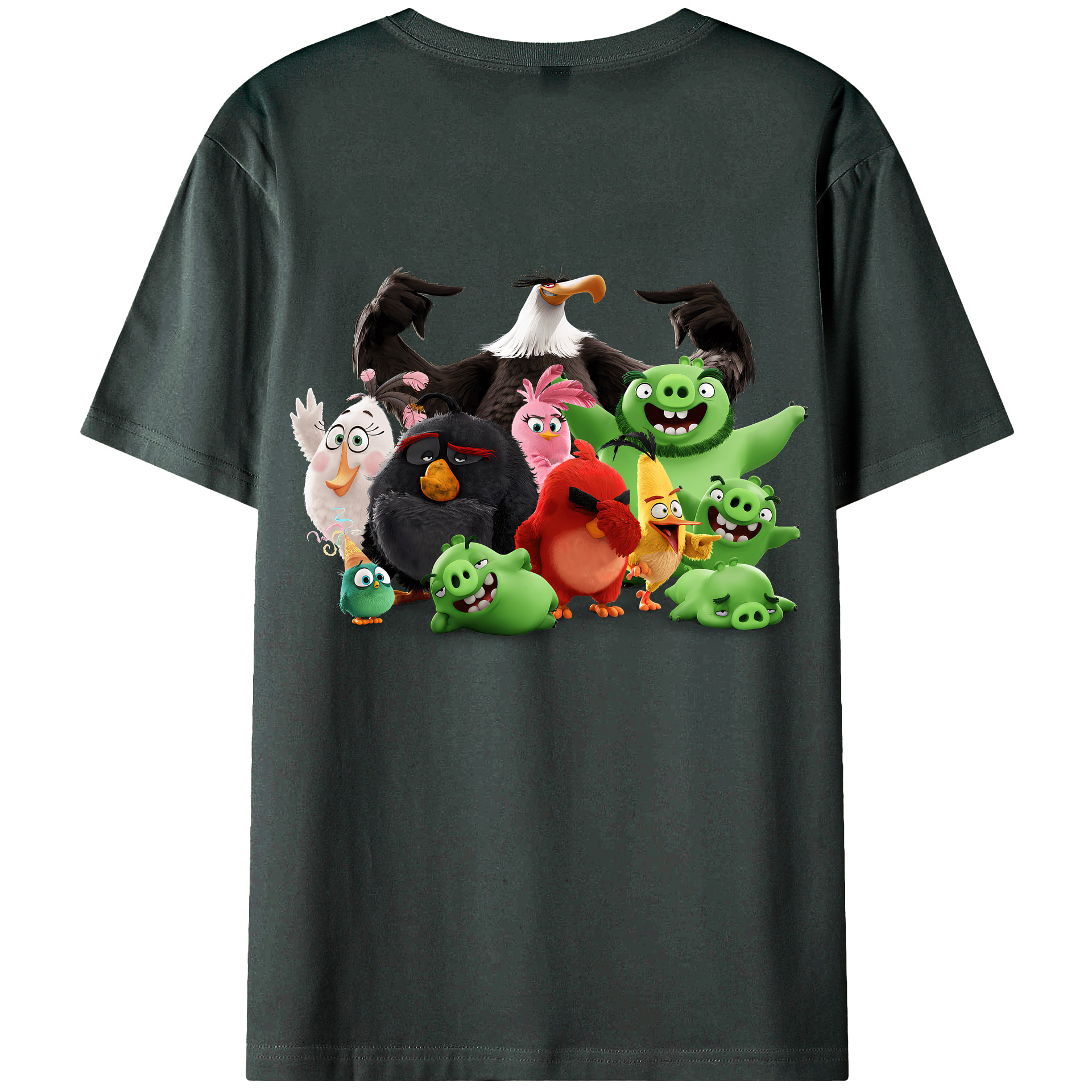 （画像用） Angry Birds アングリーバード 綿100％ メンズ半袖Tシャツ（バックプリント） 通気性